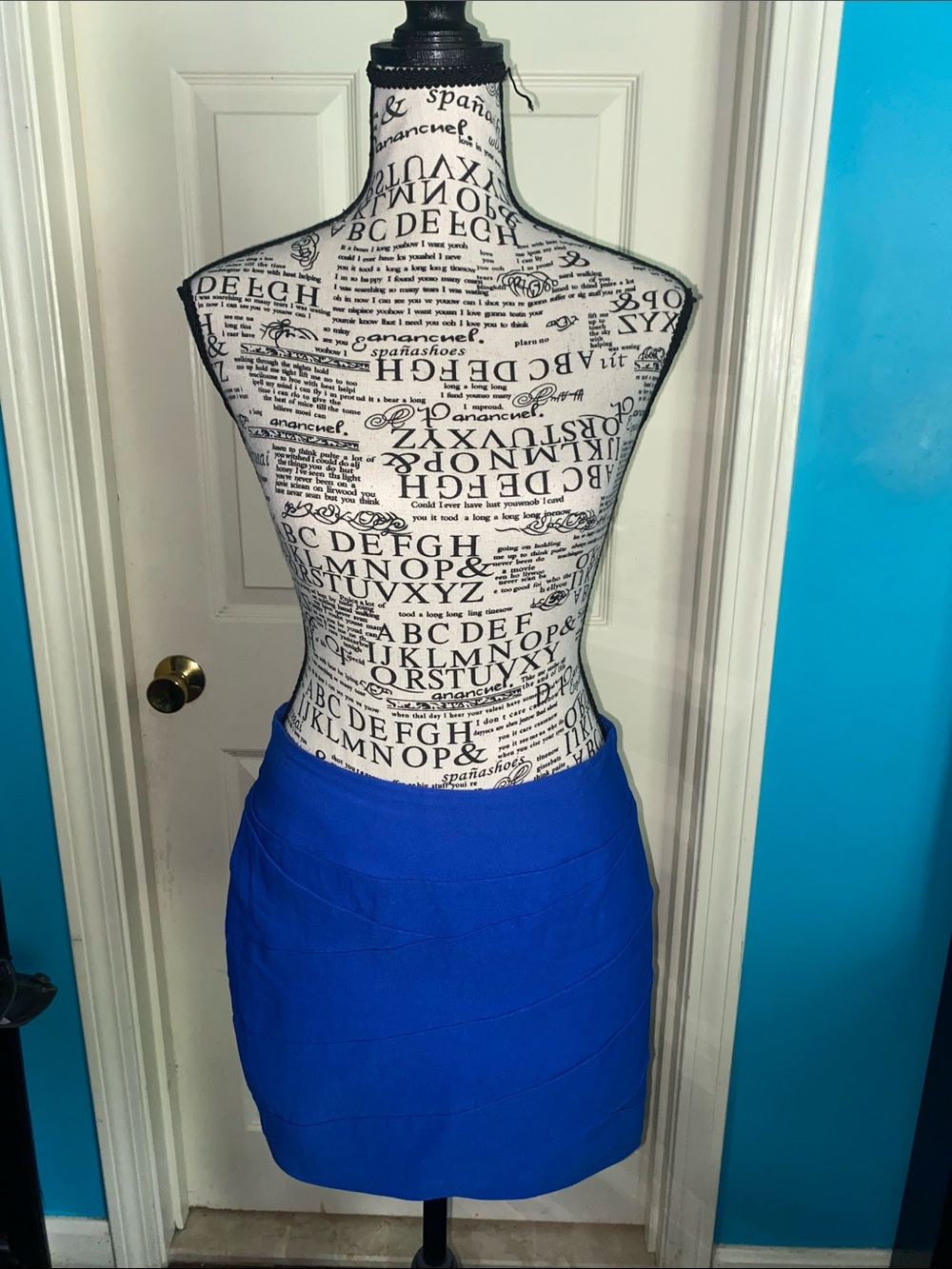Cobalt Blue Bandage Mini Skirt